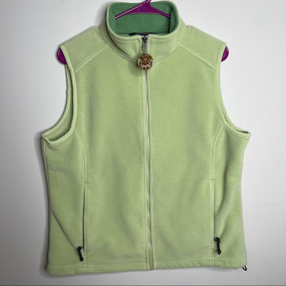 L.L Bean green fleece zip up vest sz M - Picture 7 of 7